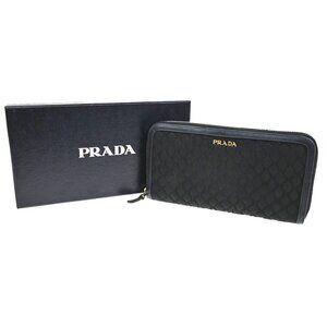 PRADA Bifold Zipper Arownd Long Wallet Tessuto Nylon Black 04CA406